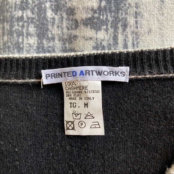 Printed Artworks 100% Cashmere Double Faced Reversible Brush Stroke Abstract - Picture 7 of 7